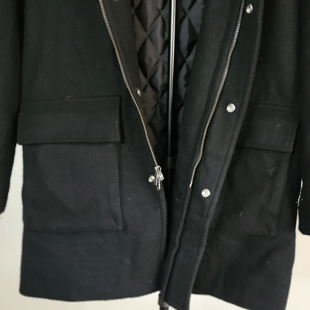 J.Crew Men’s Black Wool Trench Coat | Quilted Lined Hooded Jacket | Winter Essen
